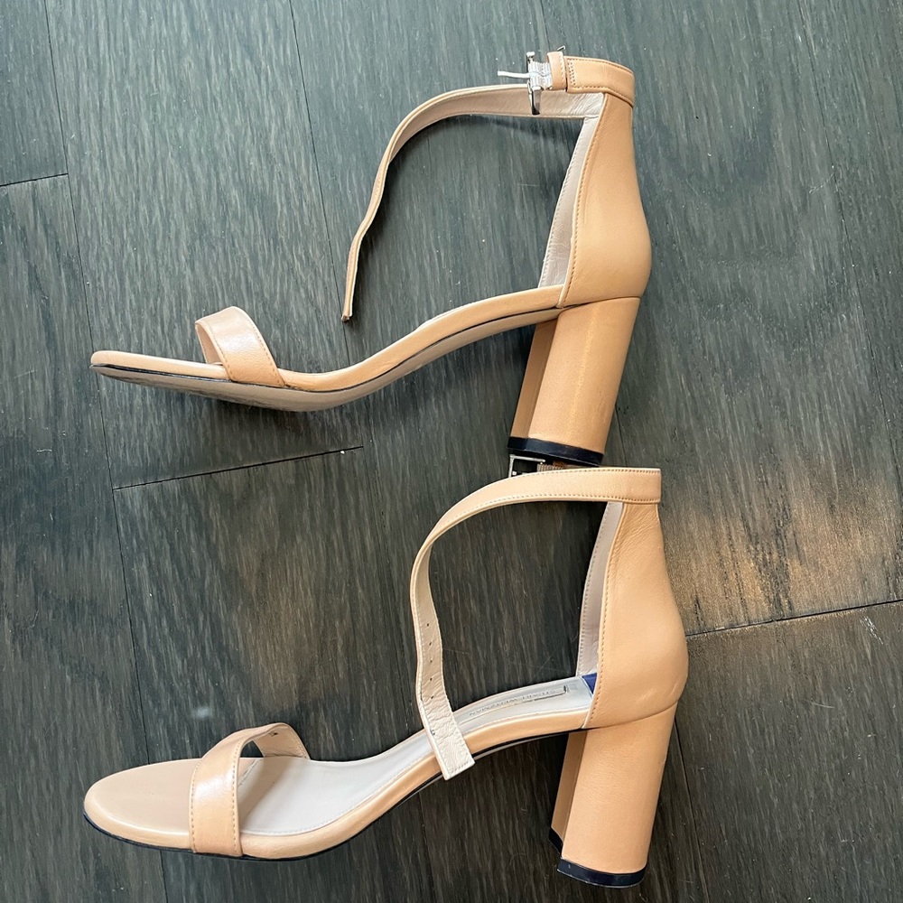 Stuart Weitzman Adelaide Leather Block-Heel Sandals